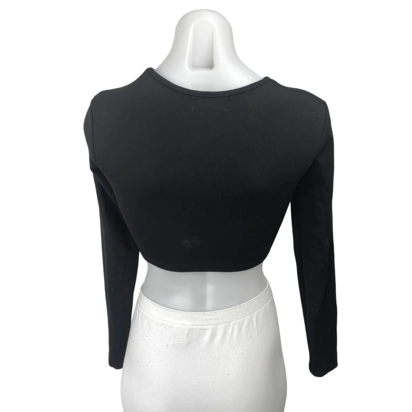Edikted Women's Black Cutout Crewneck Long Sleeve Knit Crop Sweater Top Size XS - Image 2