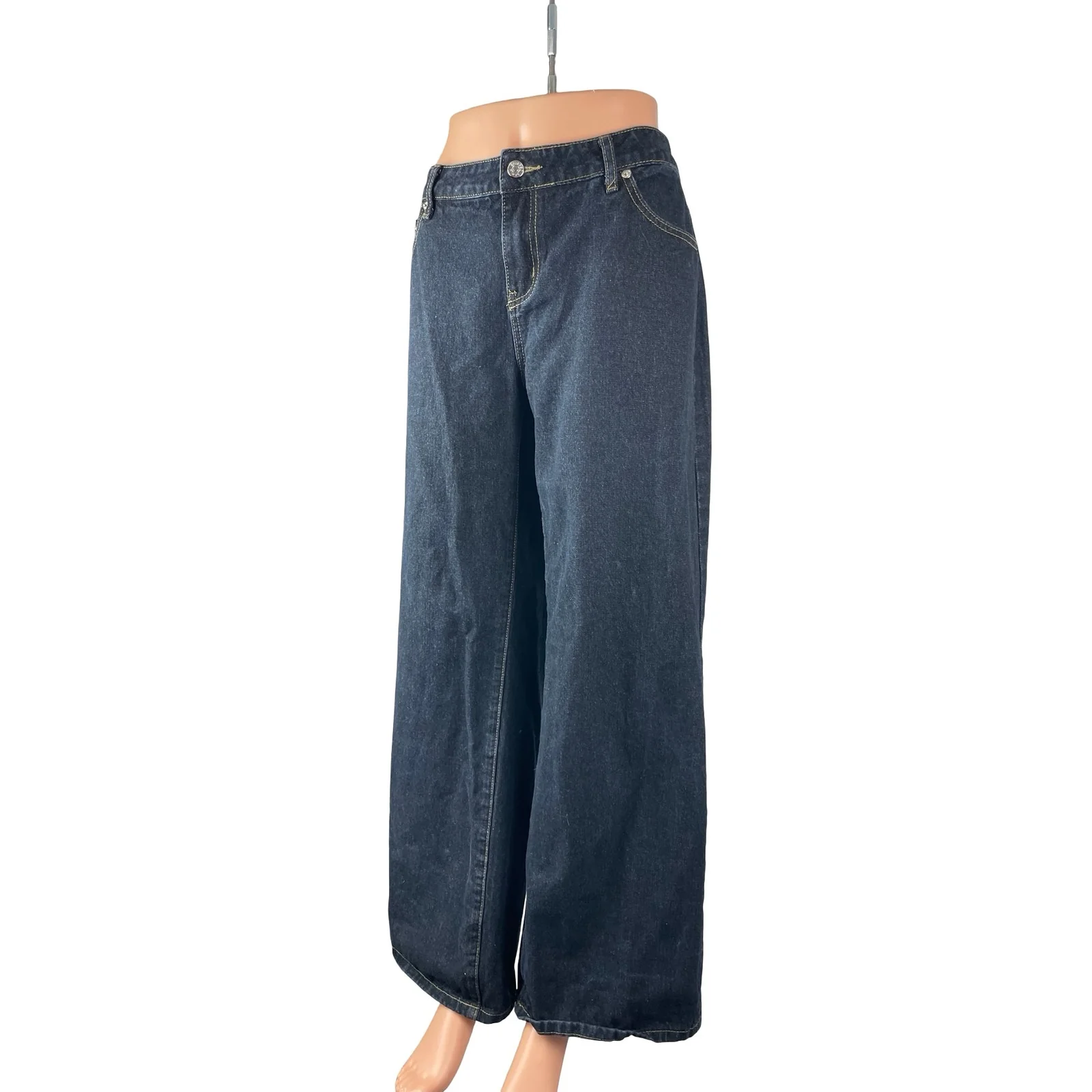 Edikted Women's Black Dark Wash High Rise Wide Leg Baggy Denim Jeans Size XL - Image 2