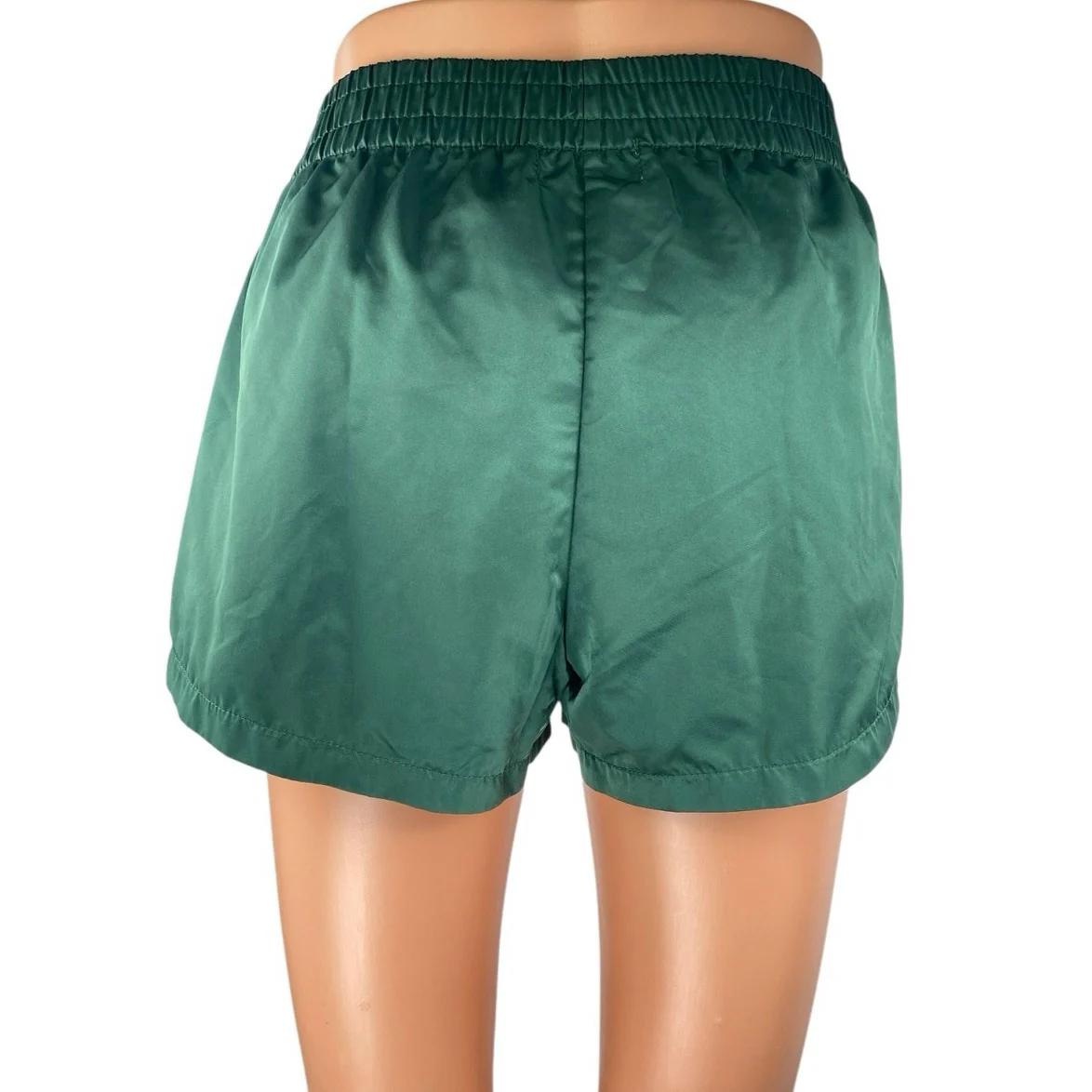 Edikted Women's Green Pink Striped Silk Satin Pull On High Rise Mini Shorts Sz L - Image 3