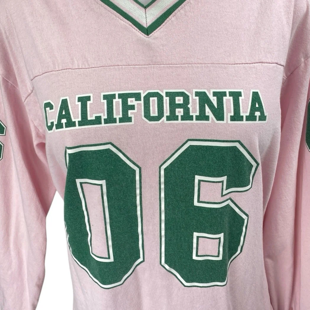 Edikted Women's Pink California V-Neck Long Sleeve Oversize Baseball T-Shirt M - Image 3