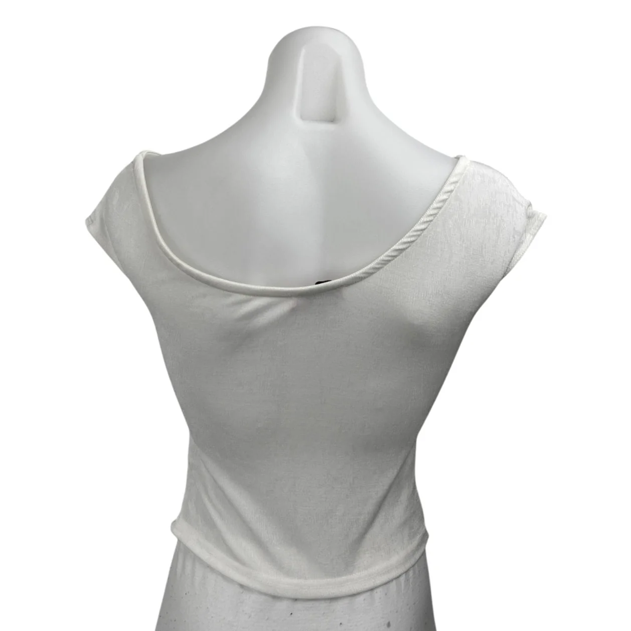 Edikted Women's White Short Sleeve Boat Neck Cropped T Shirt Tee Top Size M - Image 2