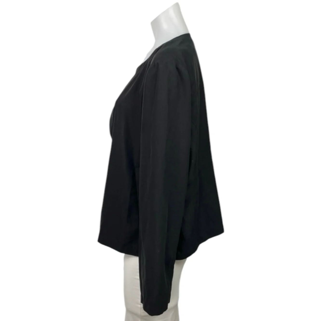Eileen Fisher Womens Black Tencel Long Sleeve Open Front Blazer Coat Jacket Sz L - Image 2