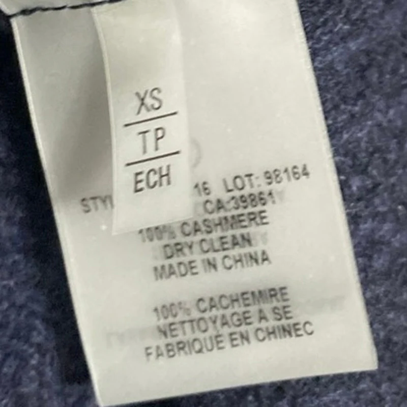 Elie Tahari 100% Cashmere Blue Turtleneck Long Sleeve Knit Sweater Top Size XS - Image 4
