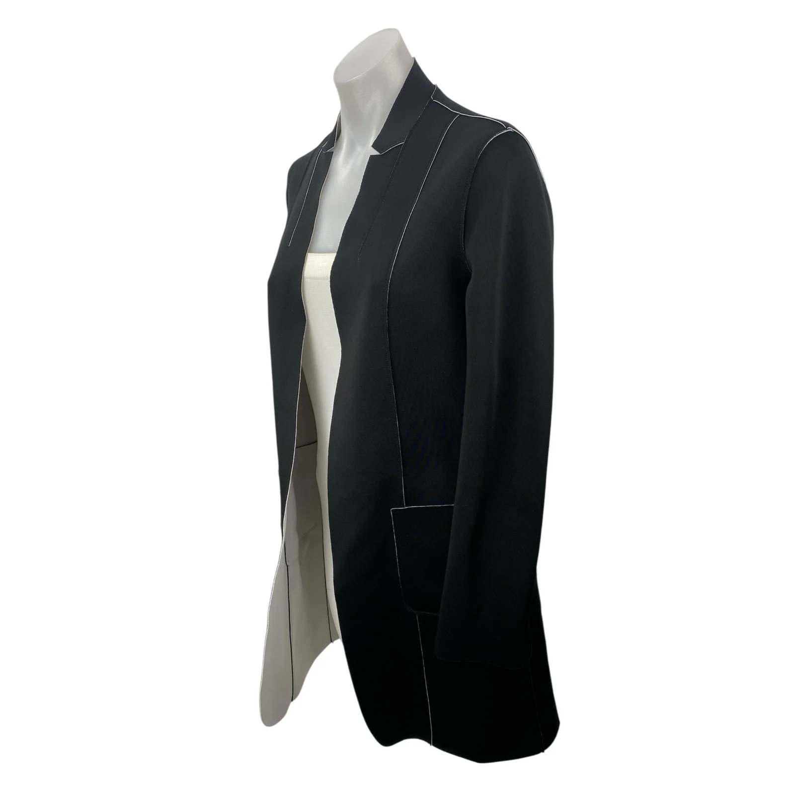 Elie Tahari Women's Black Long Sleeve Open Front Cardigan Blazer Coat Jacket XS - Image 3