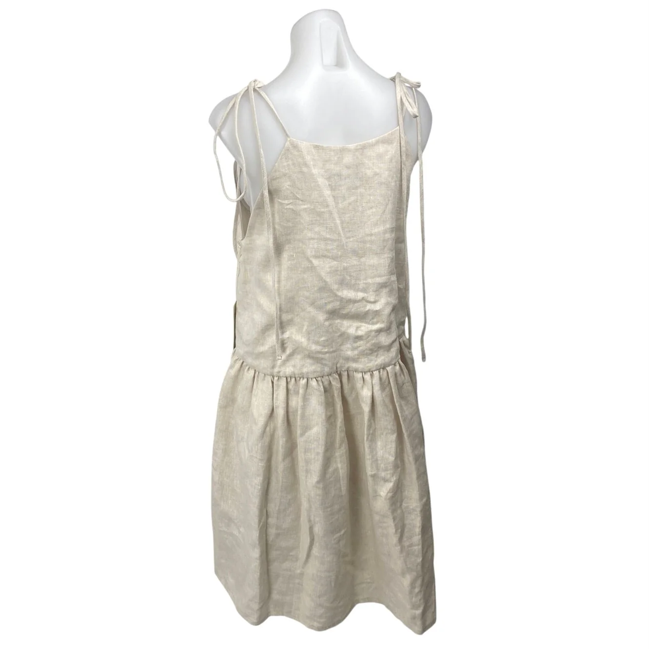 ElizaFaulkner Beige 100% Linen Sleeveless Cami Camisole Tank Mini Dress One Size - Image 2