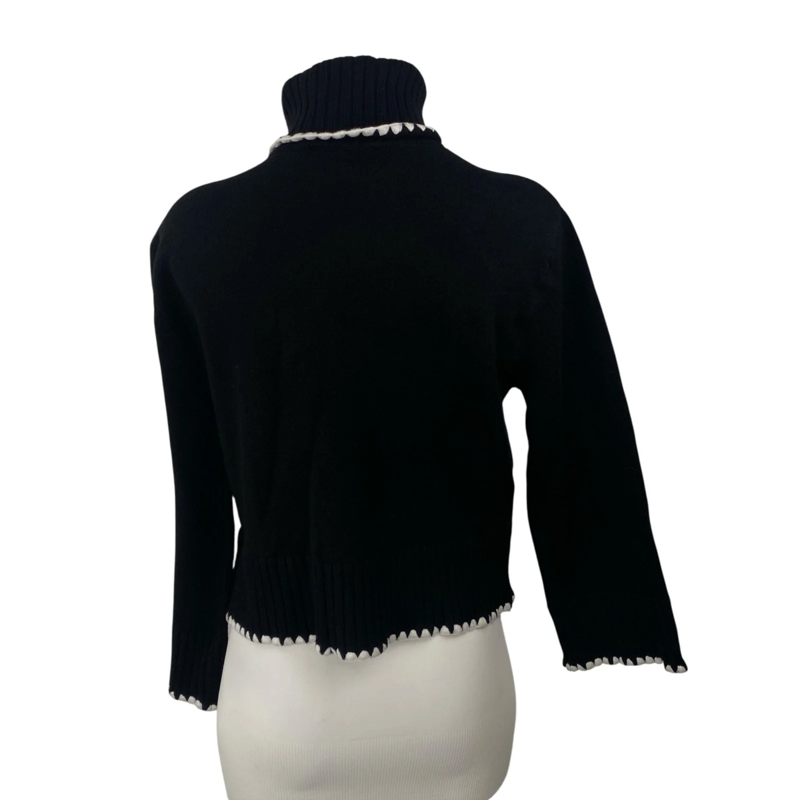 Ellen Tracy Women's Black Ribbed Trim Turtleneck Long Sleeve Sweater Top Size XS - Image 4