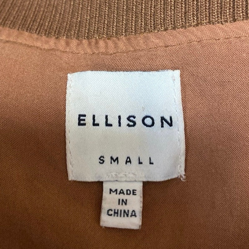 Ellison Women's Brown Faux Suede Full Zip Long Sleeve Bomber Coat Jacket Size S - Image 3