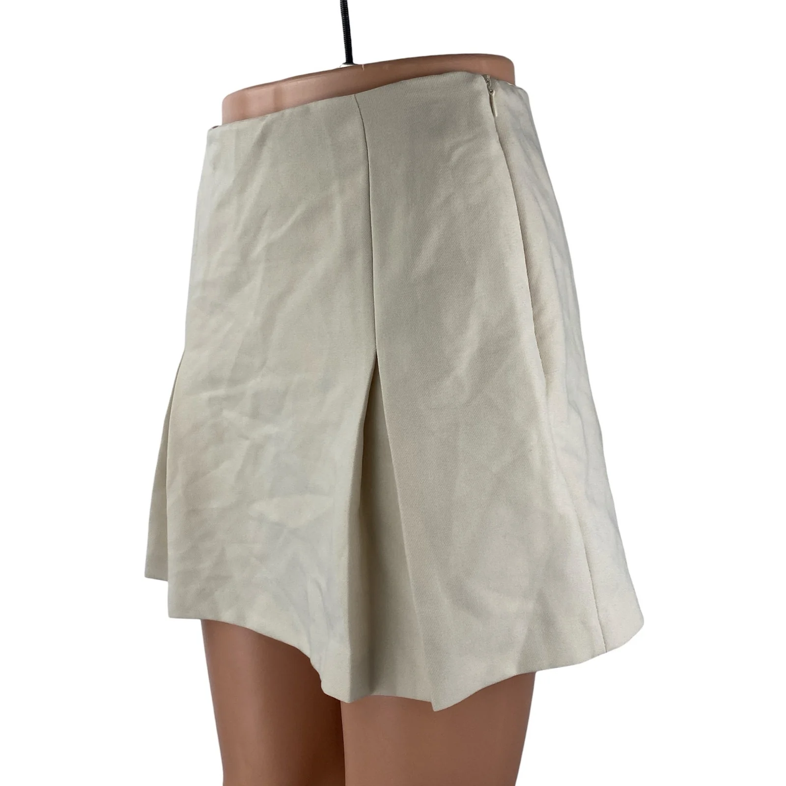 Elodie Beige Pleated High Rise Sports Golf Mini Flare A-Line Skort Skirt Size XS - Image 2