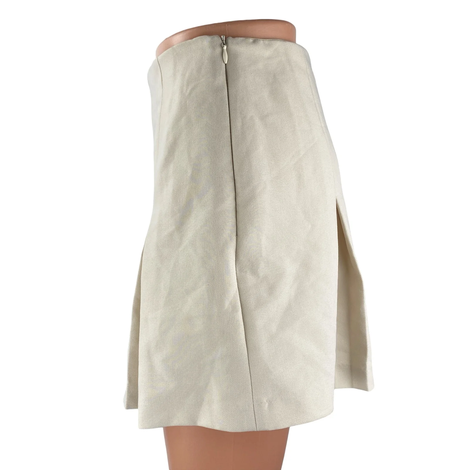 Elodie Beige Pleated High Rise Sports Golf Mini Flare A-Line Skort Skirt Size XS - Image 3