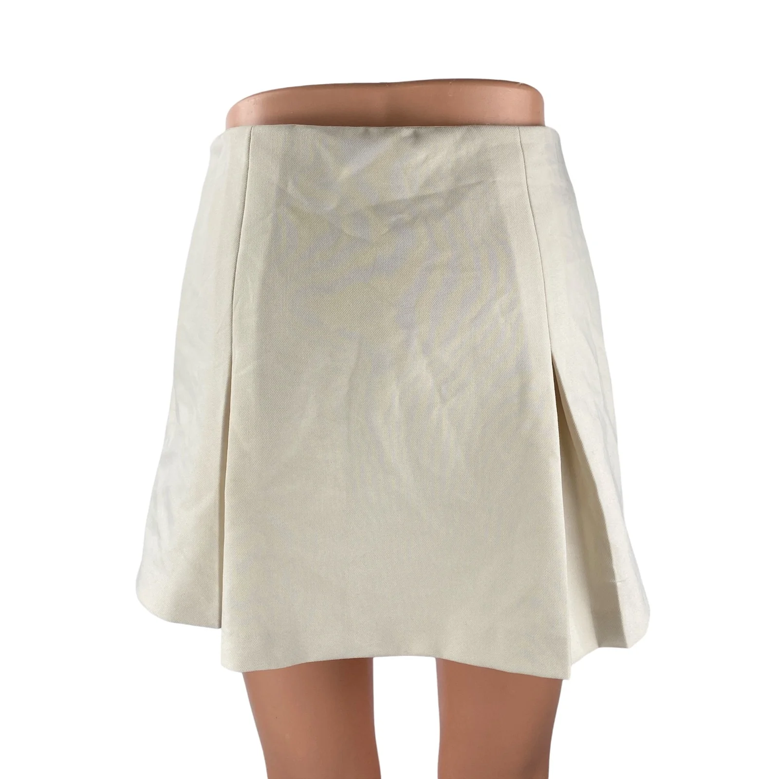 Elodie Beige Pleated High Rise Sports Golf Mini Flare A-Line Skort Skirt Size XS - Image 4