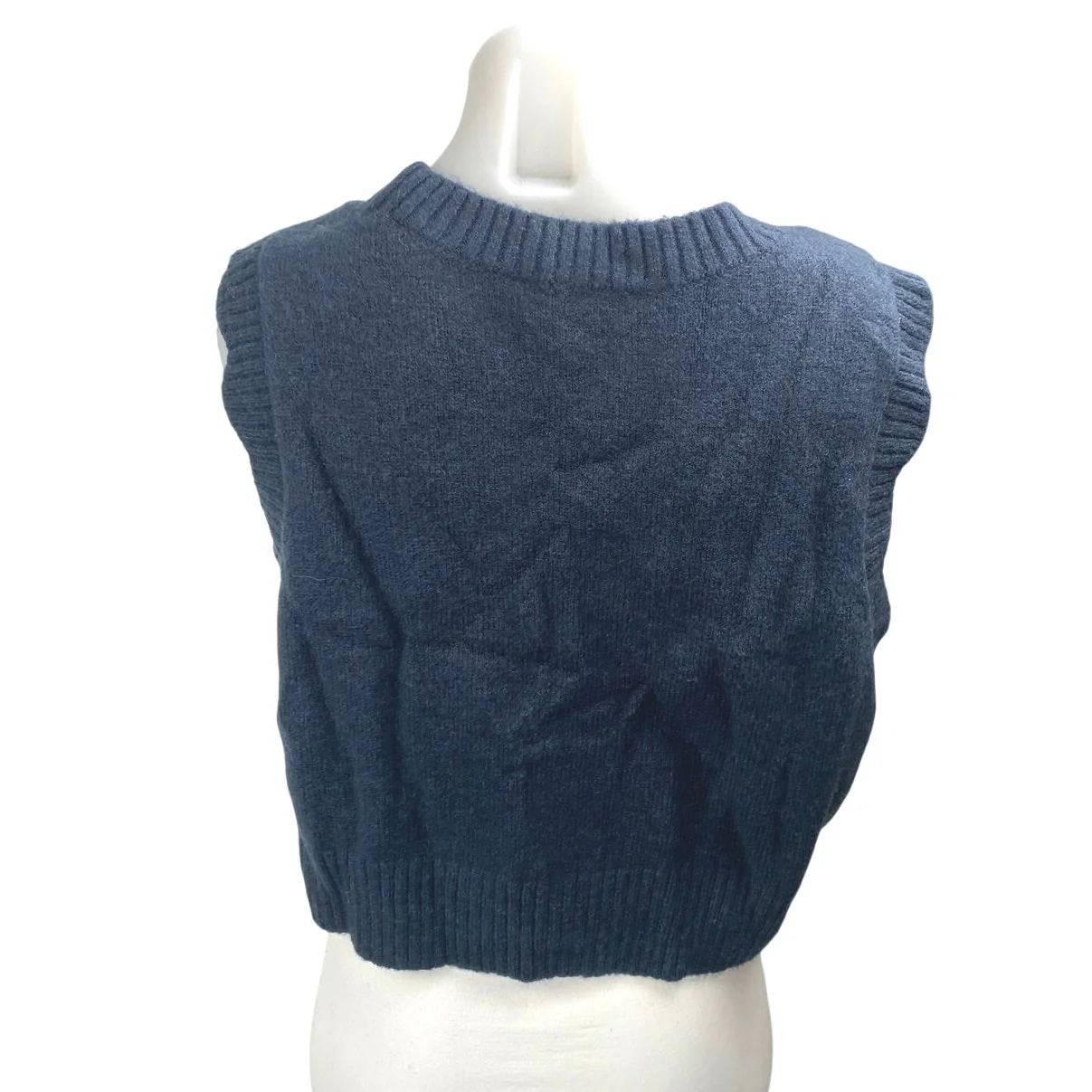 Eloquii Women's Blue Wool Knit Sleeveless Crewneck Crop Tank Vest Top Size 14 - Image 2