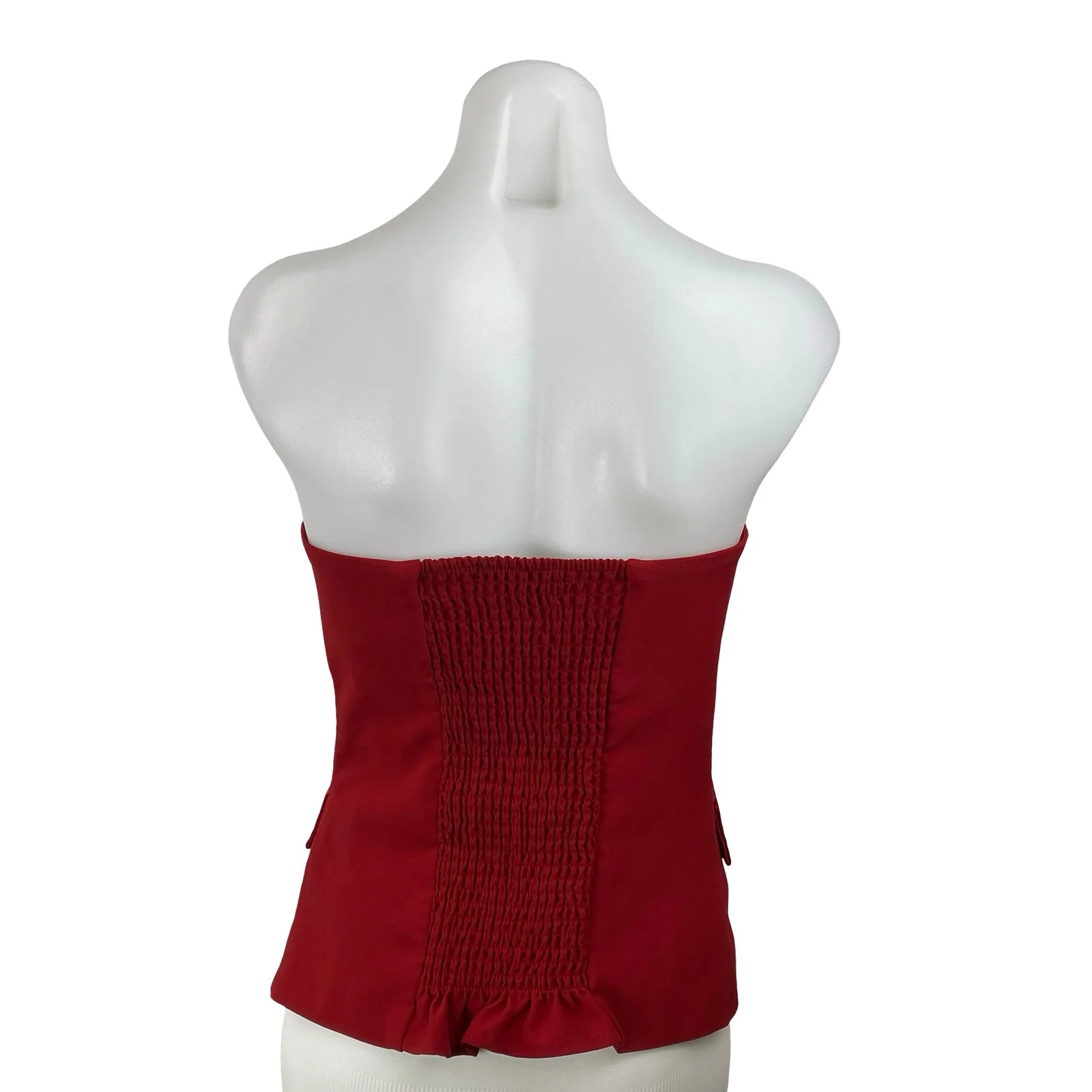 Emerson Lang Red Strapless Sweetheart Tube Bandeau Button Up Blouse Top Size S - Image 4
