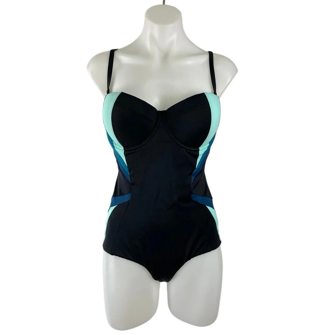 Emily Hsu Women Color Block Sleeveless Sweetheart Neck One Piece Tank Swimwear M