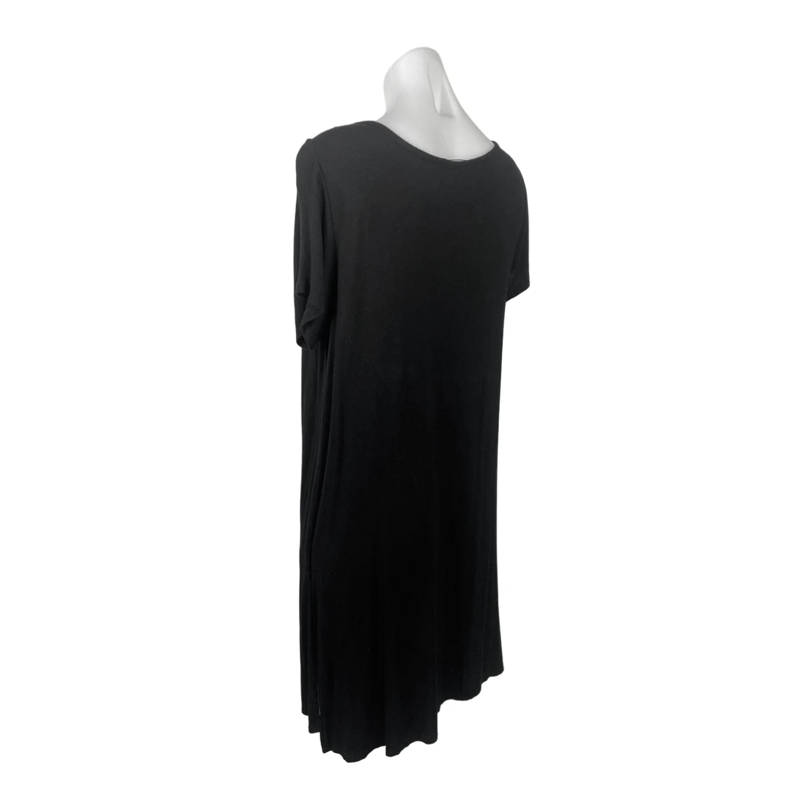 Emma's Closet Black Crewneck Puff Sleeve Casual Bamboo Jersey T-Shirt Dress Sz M - Image 2