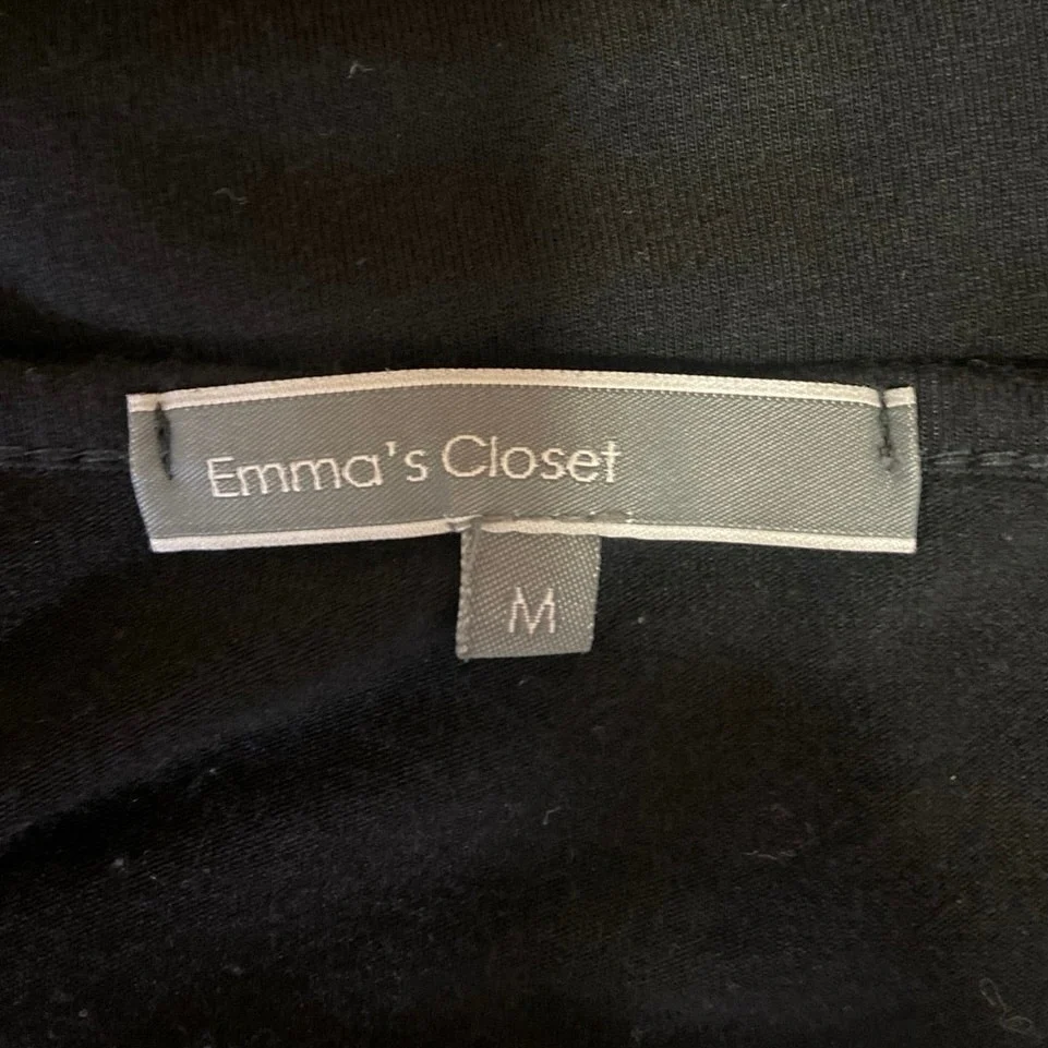 Emma's Closet Black Crewneck Puff Sleeve Casual Bamboo Jersey T-Shirt Dress Sz M - Image 3