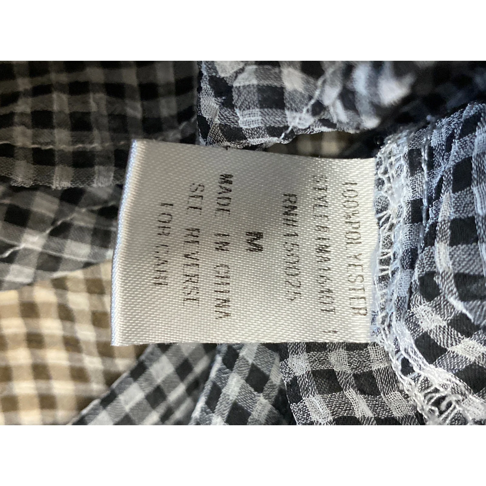 Emory Park Black Gingham Check Long Sleeve Tie Cropped Blouse Shirt Top Size M - Image 6