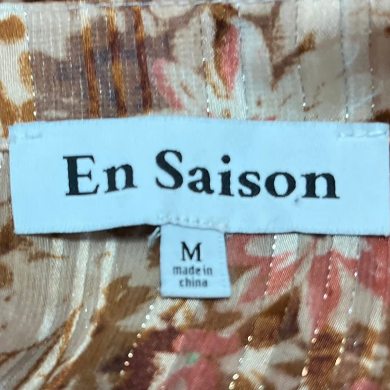 En Saison Multicolor Floral Long Sleeve Pleated Tie Shirt Mini Dress Size M - Image 3