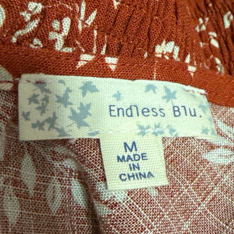 Endless Blu Brown Floral Sleeveless Smocked Cami Camisole Mini Tank Dress Size M - Image 3
