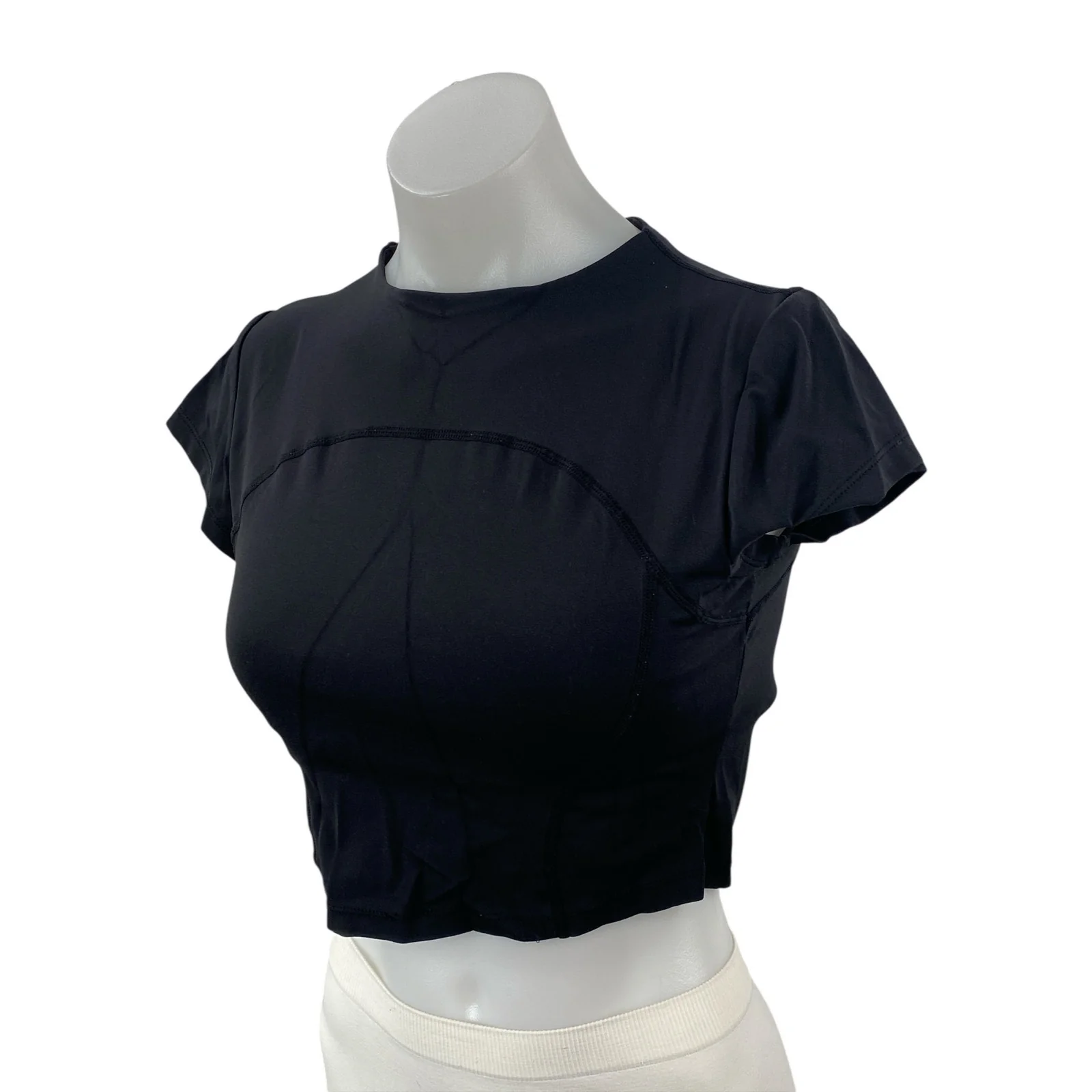 Enerbloom Women's Black Short Sleeve Yoga Athletic Activewear Crop T-Shirt Top M - Image 2