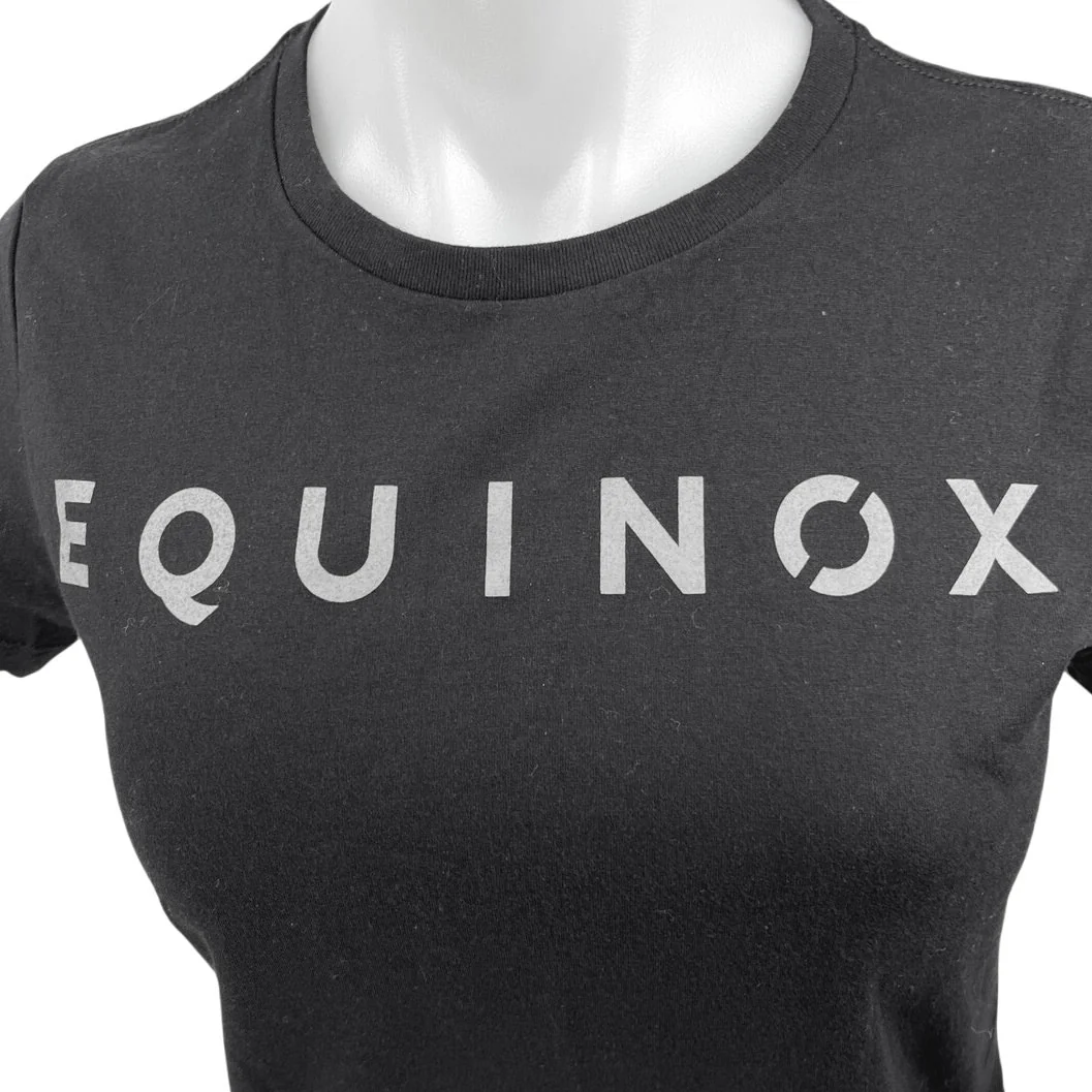 Equinox Women's Black Short Sleeve Crew Neck Knit Slim Fit Tee T-Shirt Top Sz M - Image 3