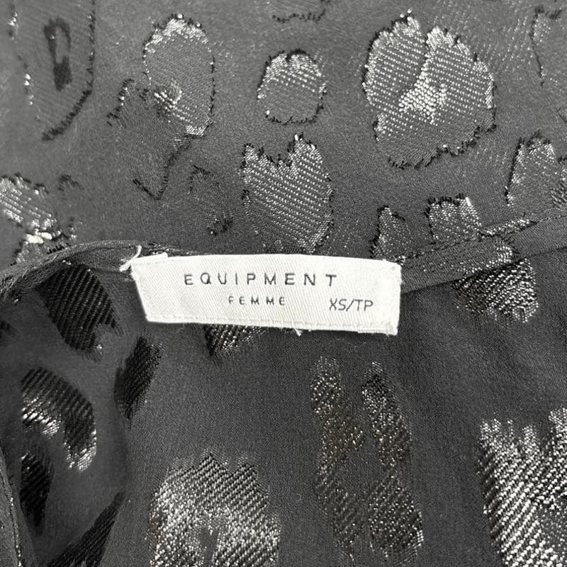 Equipment $158 Kaylen Black Silk Animal Leopard Print Sleeveless Tank Top Sz XS - Image 8