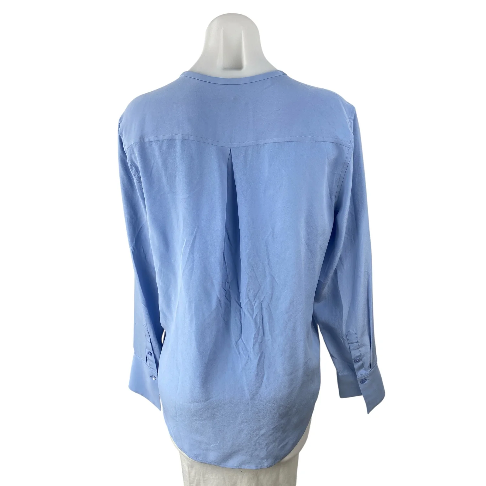 Equipment Womens Blue 100% Silk Button Front Long Sleeve Shirt Blouse Top Size S - Image 4