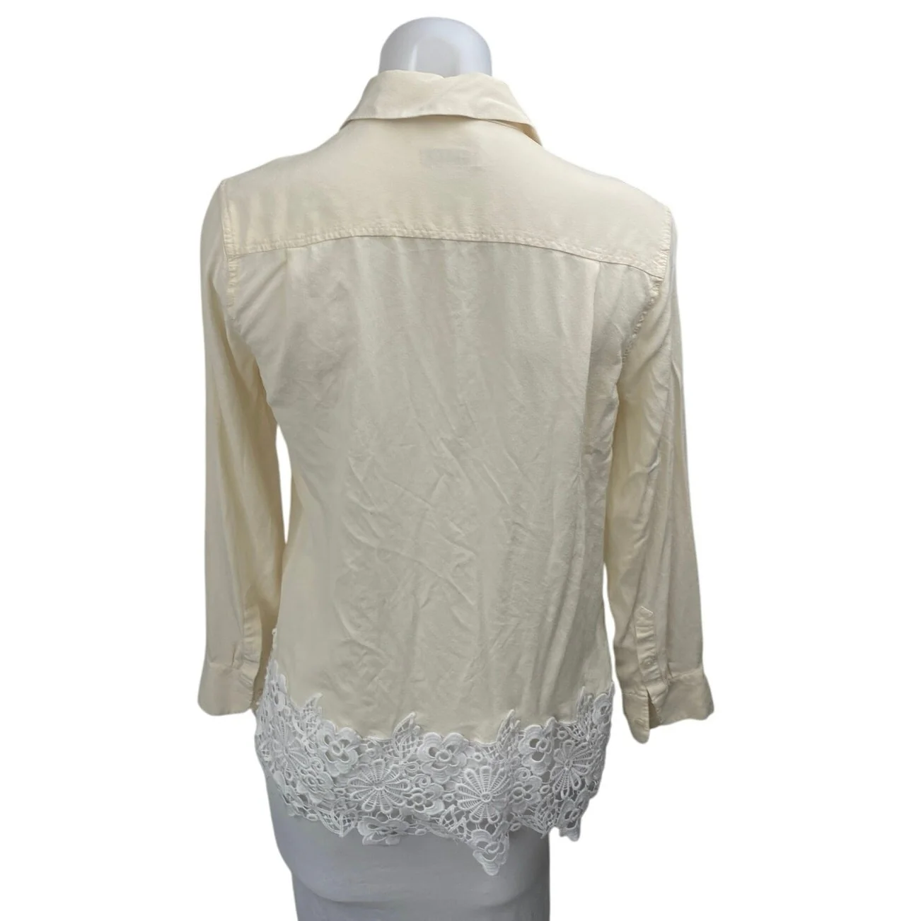 Equipment Women's Yellow White Floral Lace Long Sleeve Button Down Shirt Sz S - Image 2