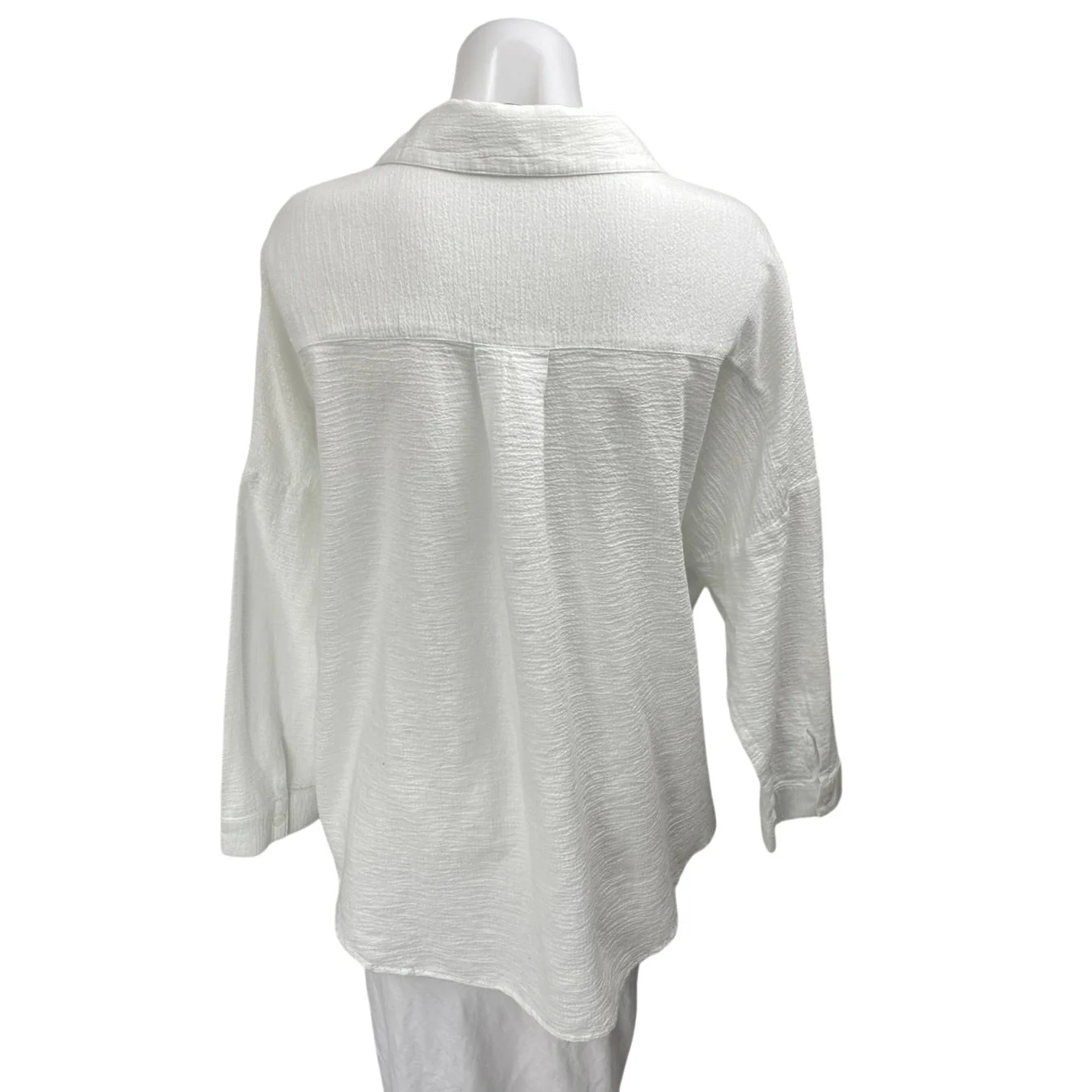 Erica Wilson Women's White Gauze Collared Long Sleeve Button Down Shirt Top Sz S - Image 2