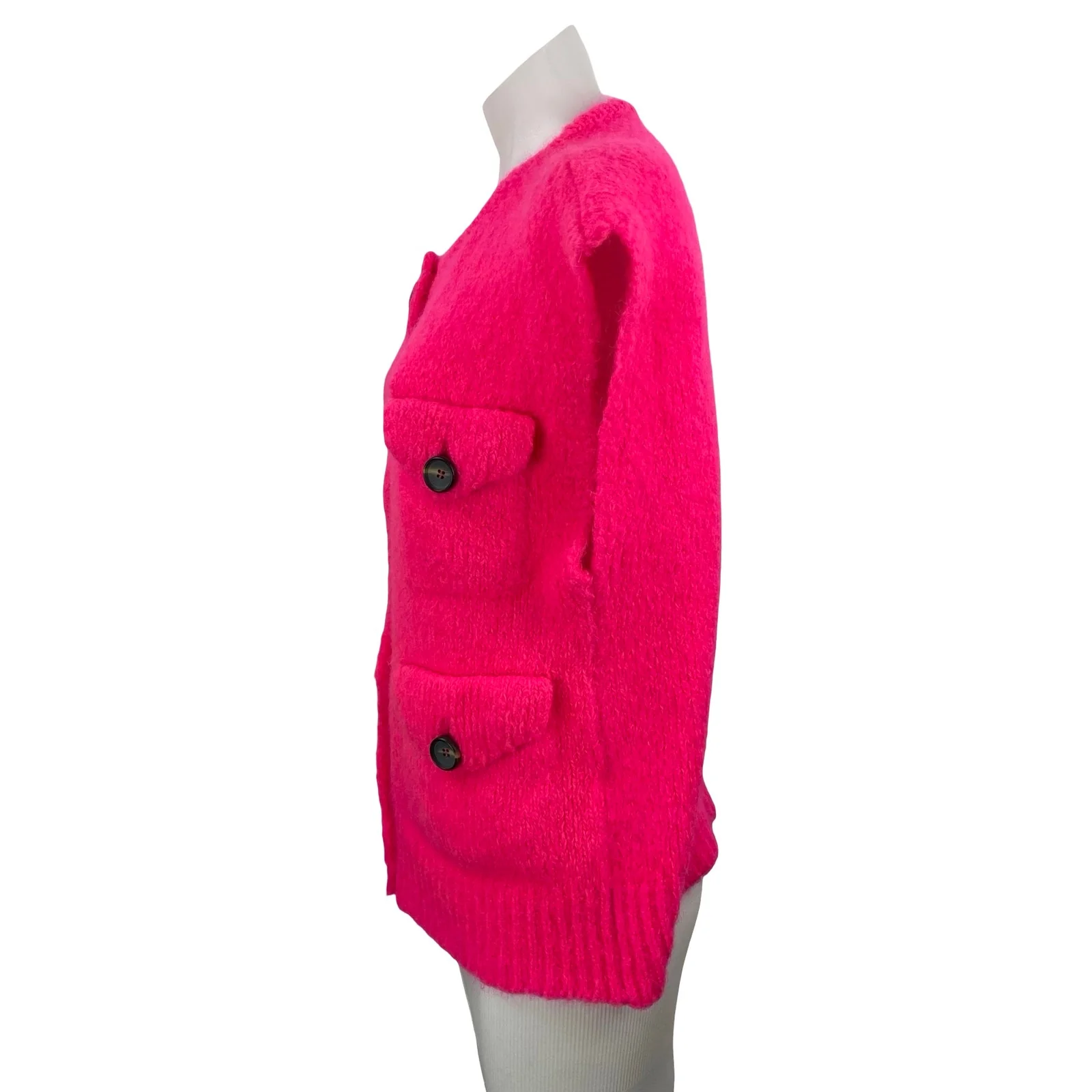Essentiel Antwerp Pink Cap Sleeve Multi-Pocket Button Down Cardigan Sweater XS - Image 2