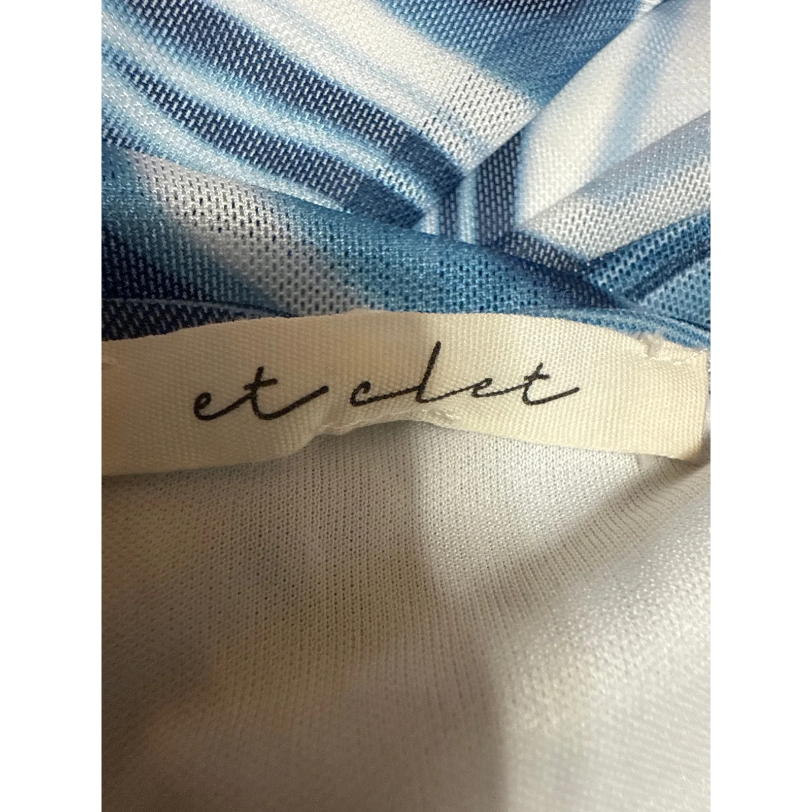 Et Clet Blue Swirl Marble Print Sleeveless Strapless Mini Tube Bodycon Dress S - Image 4