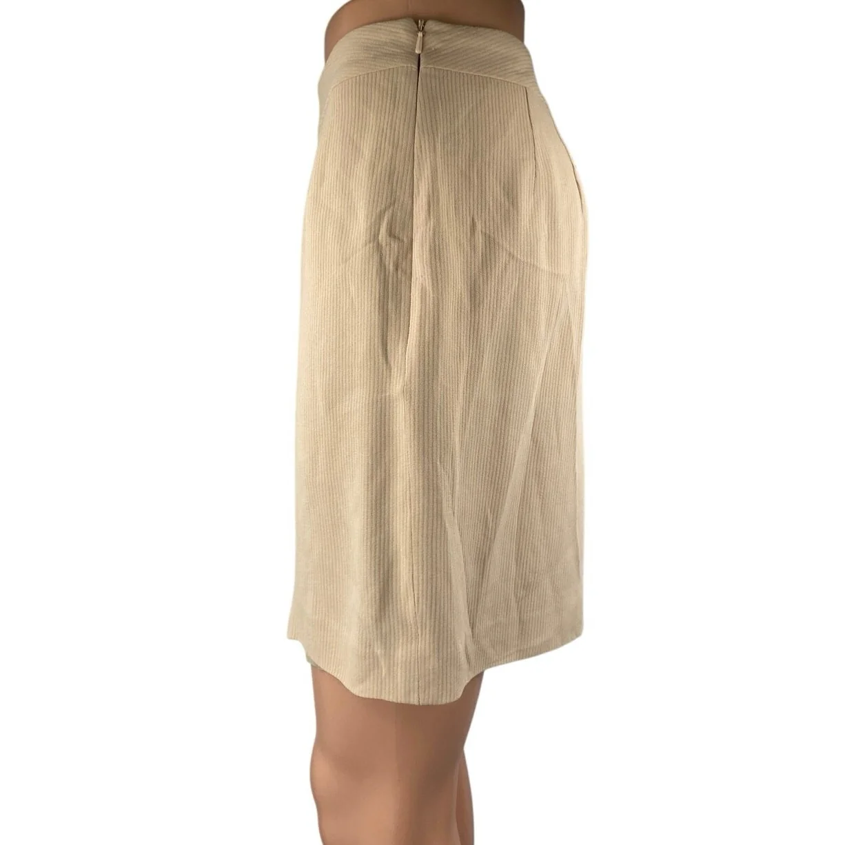 Et Vous Women's Beige Khaki Tan High Waisted Side Zip Mini Pencil Skirt Size 6 - Image 2