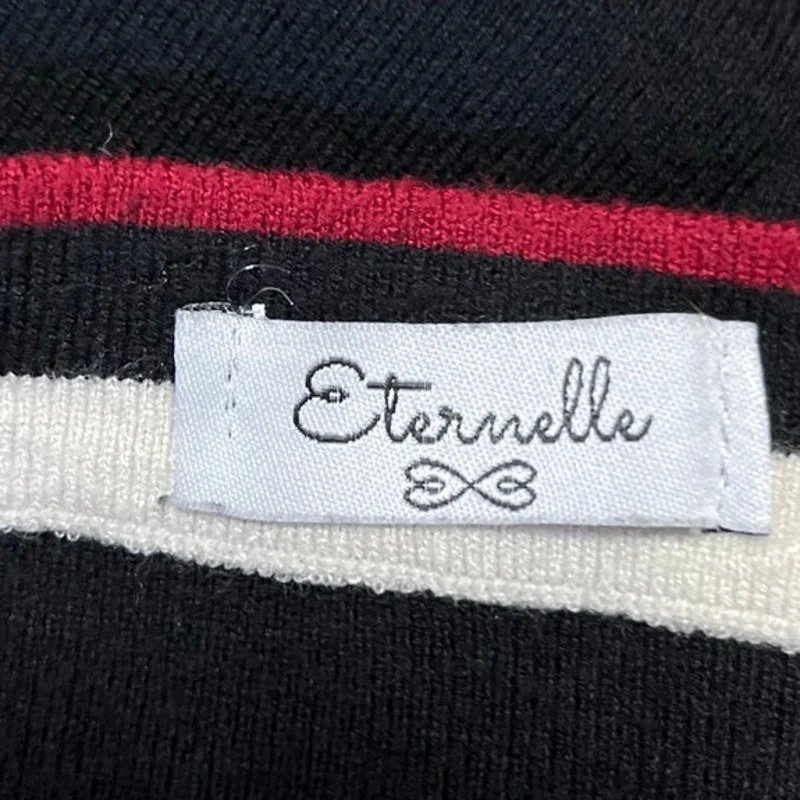 Eternelle Women's Black White Striped Long Sleeve Pullover Sweater Top Size S - Image 3