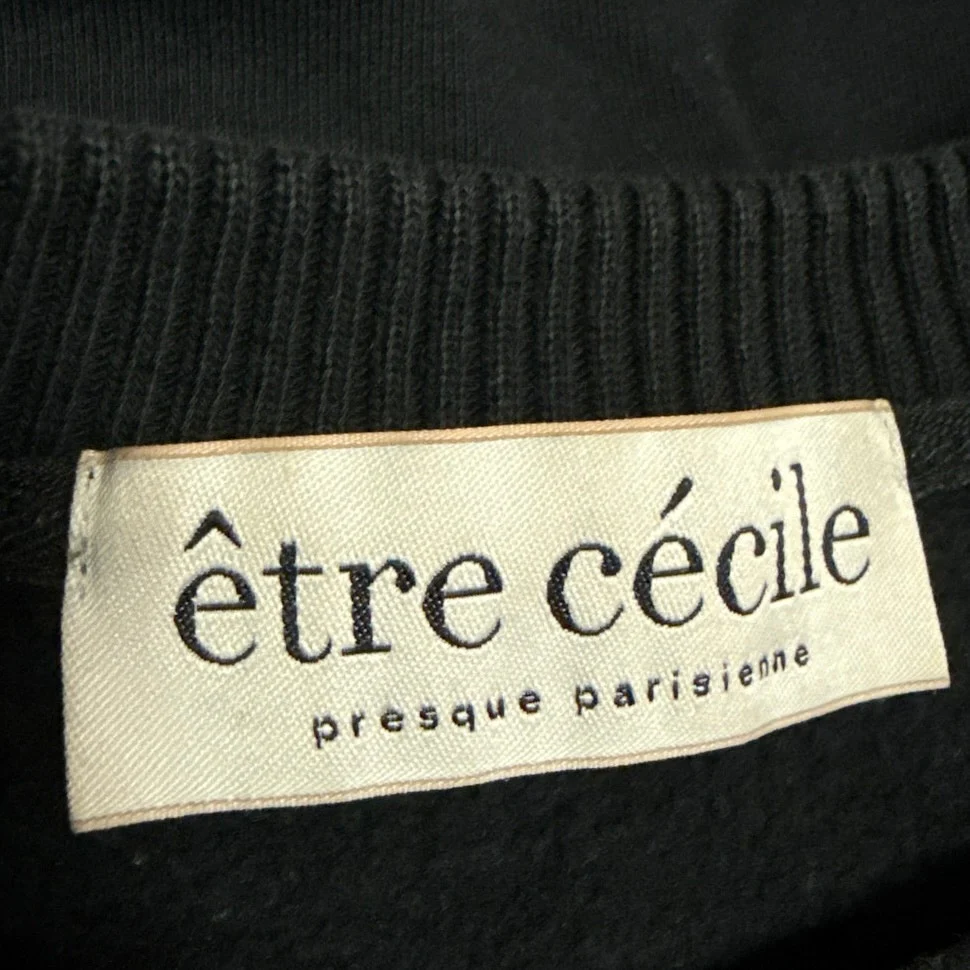 Etre Cecile Black Gold Metallic Logo Long Sleeve Pullover Sweatshirt Top Size M - Image 4