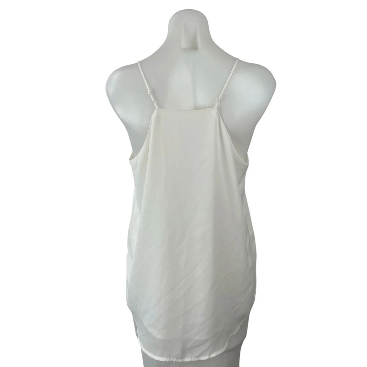Evera B Womens White Satin V Neck Sleeveless Minimalist Cami Camisole Tank Top M - Image 3