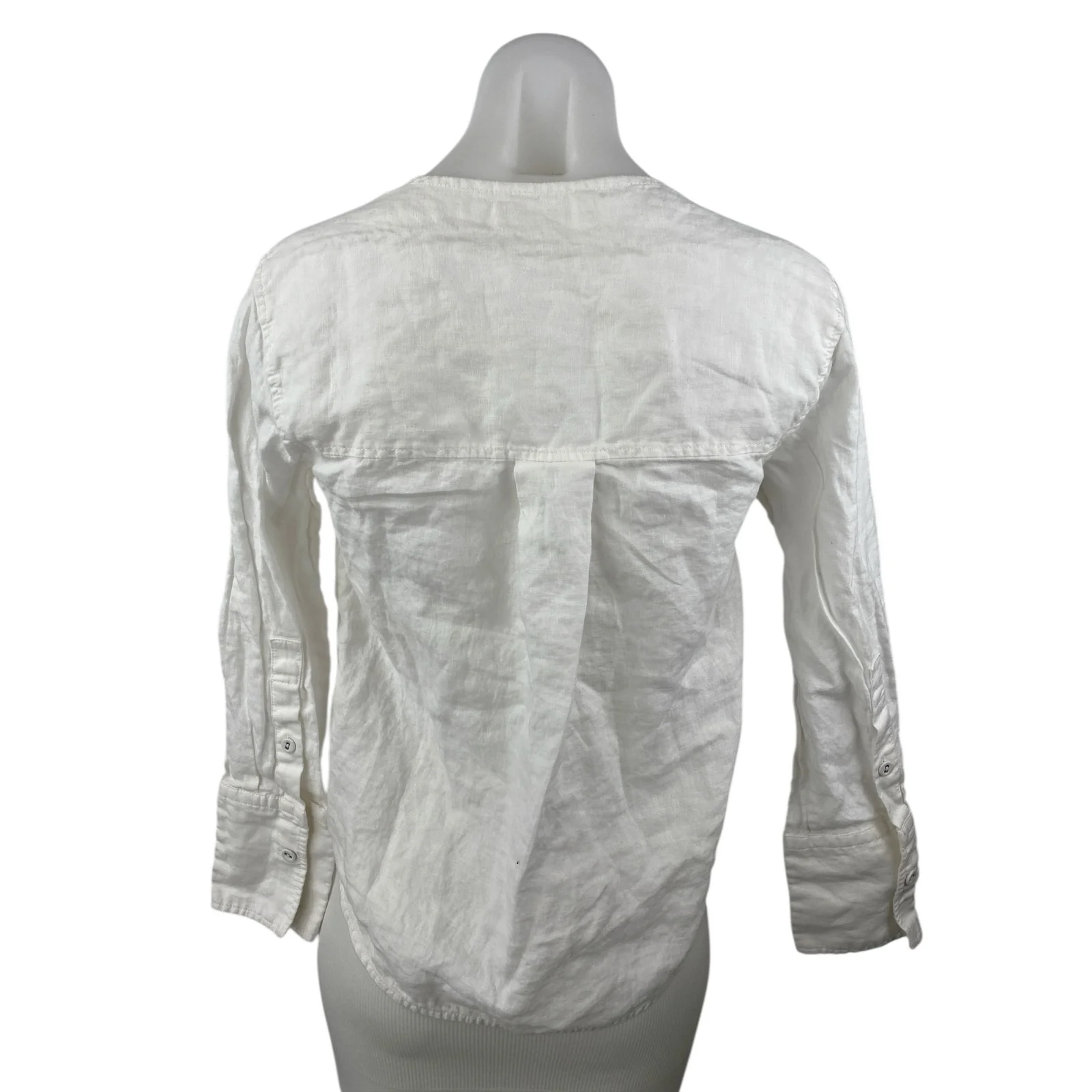 Everlane 100% Linen Womens White Button Pockets Long Sleeve Shirt Top Size XXS - Image 2