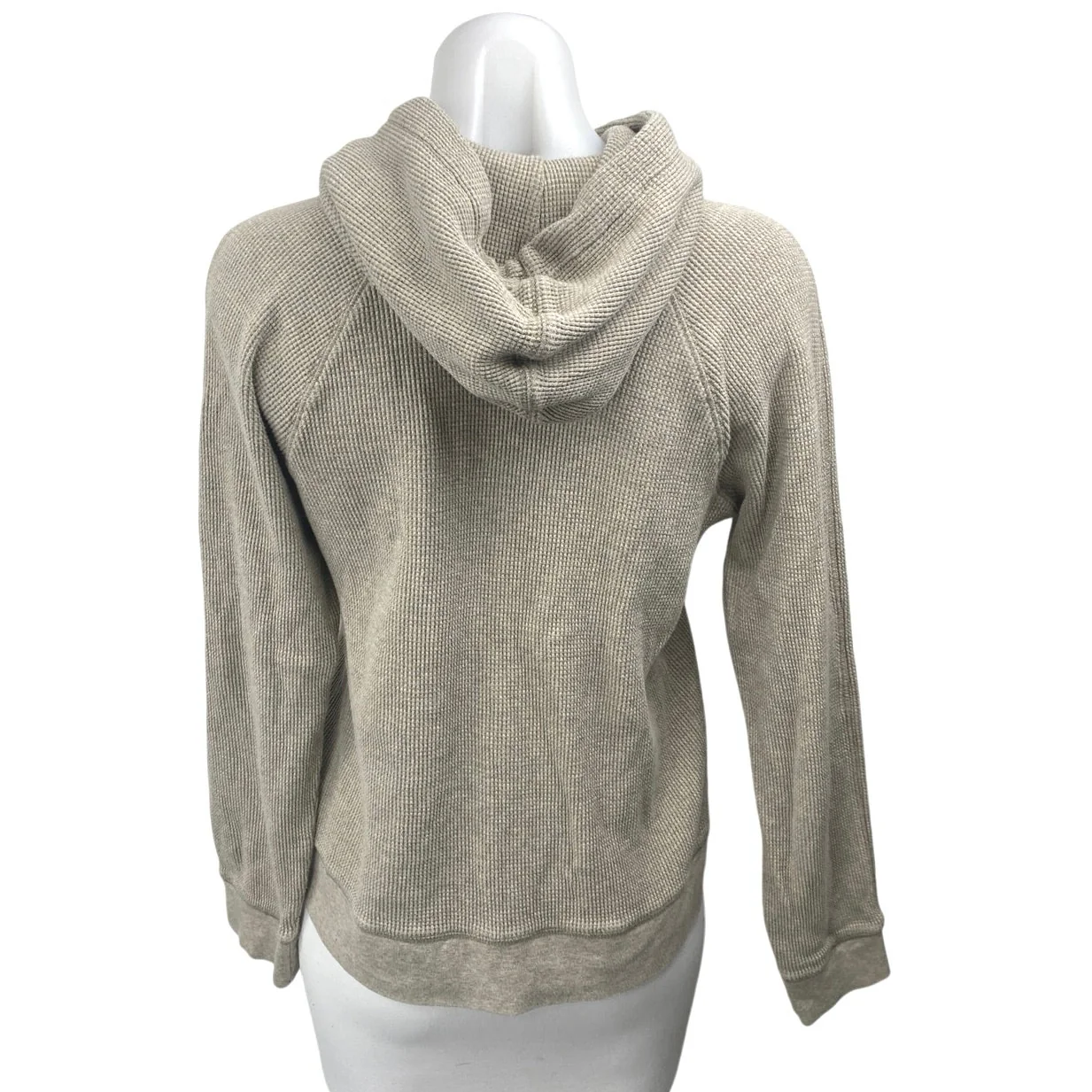 Everlane Beige Tan Waffle Knit Long Sleeve Hooded Hoodie Sweatshirt Sweater Sz S - Image 2