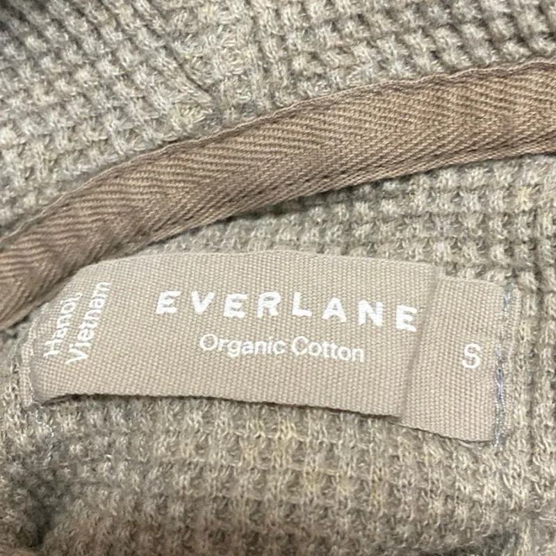Everlane Beige Tan Waffle Knit Long Sleeve Hooded Hoodie Sweatshirt Sweater Sz S - Image 3