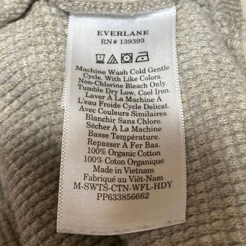 Everlane Beige Tan Waffle Knit Long Sleeve Hooded Hoodie Sweatshirt Sweater Sz S - Image 4
