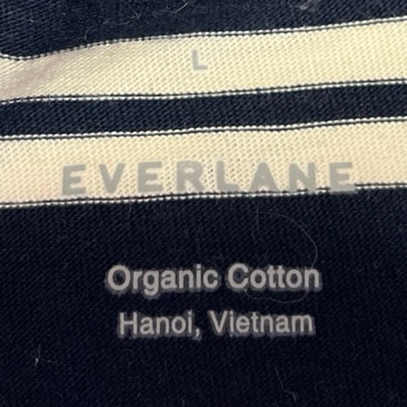Everlane Blue White Striped Knit Short Sleeves Pullover Crop Tee T-Shirt Top L - Image 3