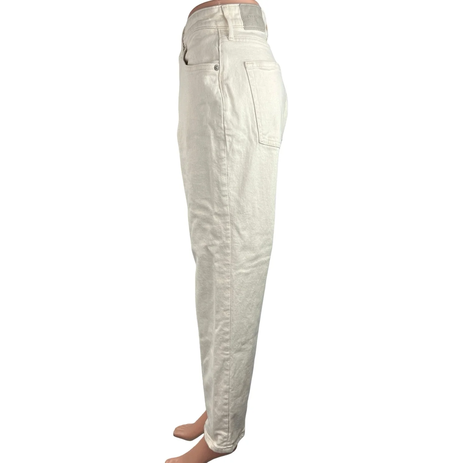 Everlane Curvy Cheeky White Organic Cotton High Rise Flare Ankle Denim Jeans 29 - Image 2