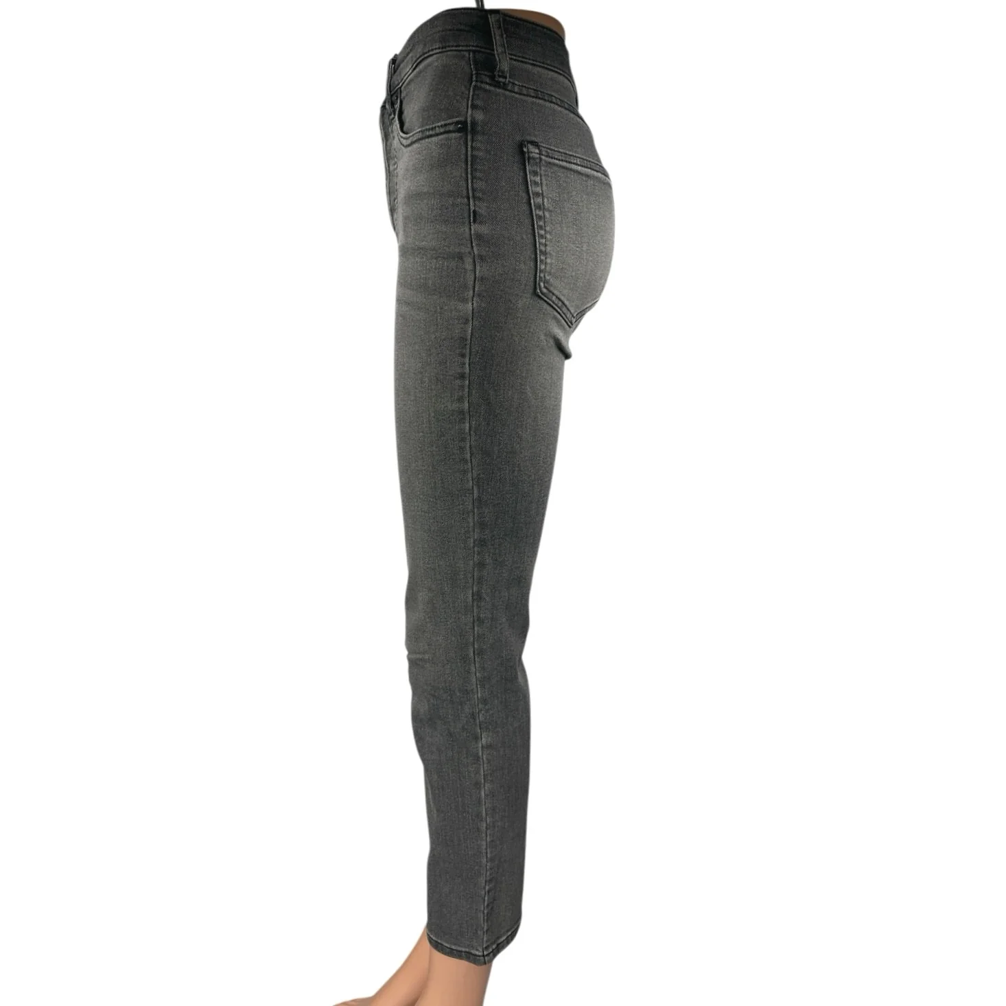 Everlane High Rise Slim Straight Women's Black Washed Cropped Denim Jeans Sz 24 - Image 2