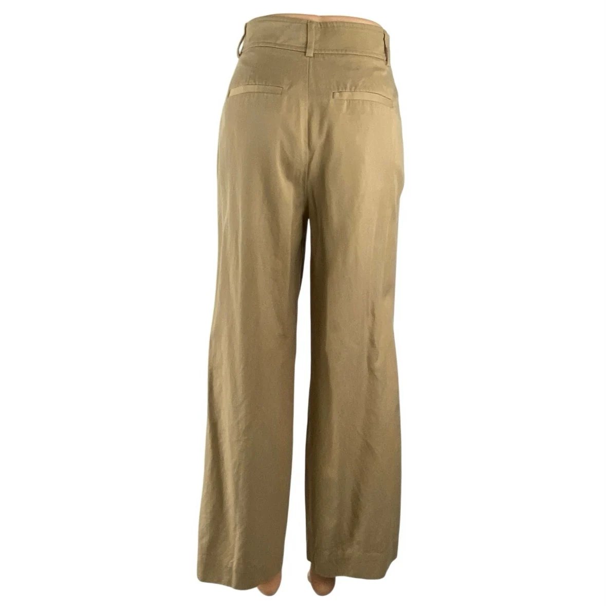 Everlane Khaki High Rise Pleated Baggy Palazzo Wide Leg Trousers Dress Pants 00S - Image 4