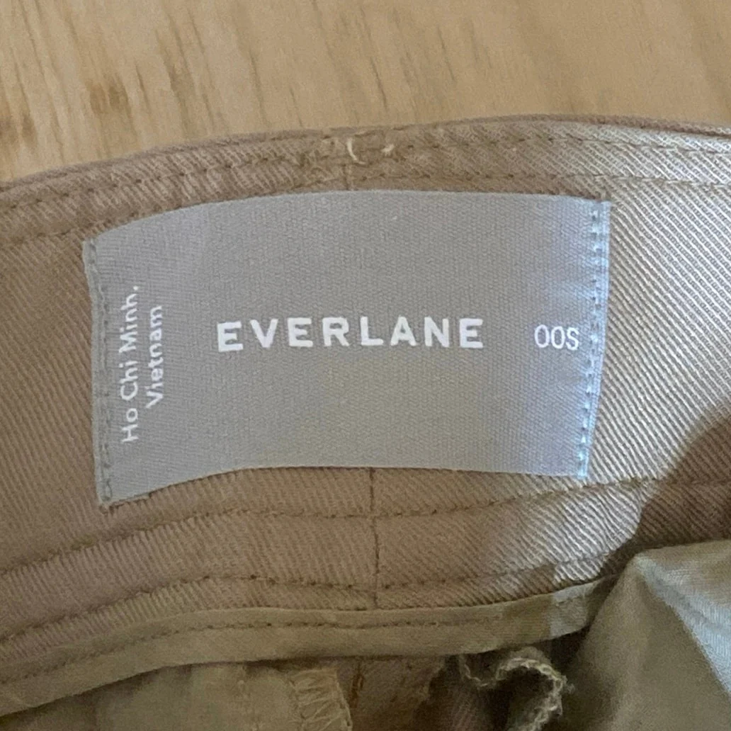 Everlane Khaki High Rise Pleated Baggy Palazzo Wide Leg Trousers Dress Pants 00S - Image 5