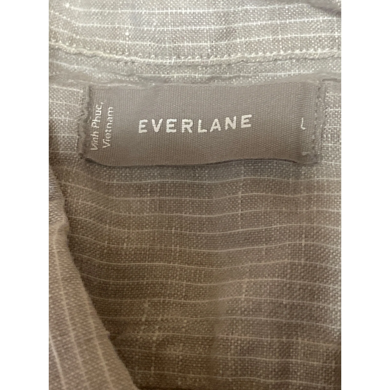 Everlane Men's Gray Pinstripe Short Sleeve Pocket Button Down Shirt Top Size L - Image 5