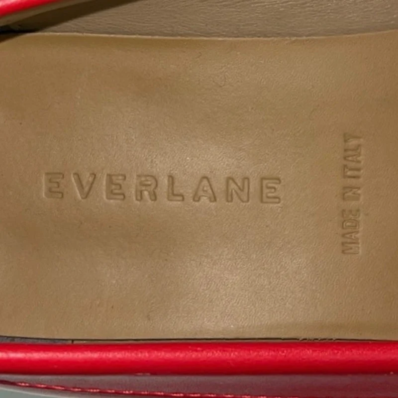 Everlane Modern Red Leather Slip On Pointed Toe Casual Flat Loafers Shoes Sz 8.5 - Image 5