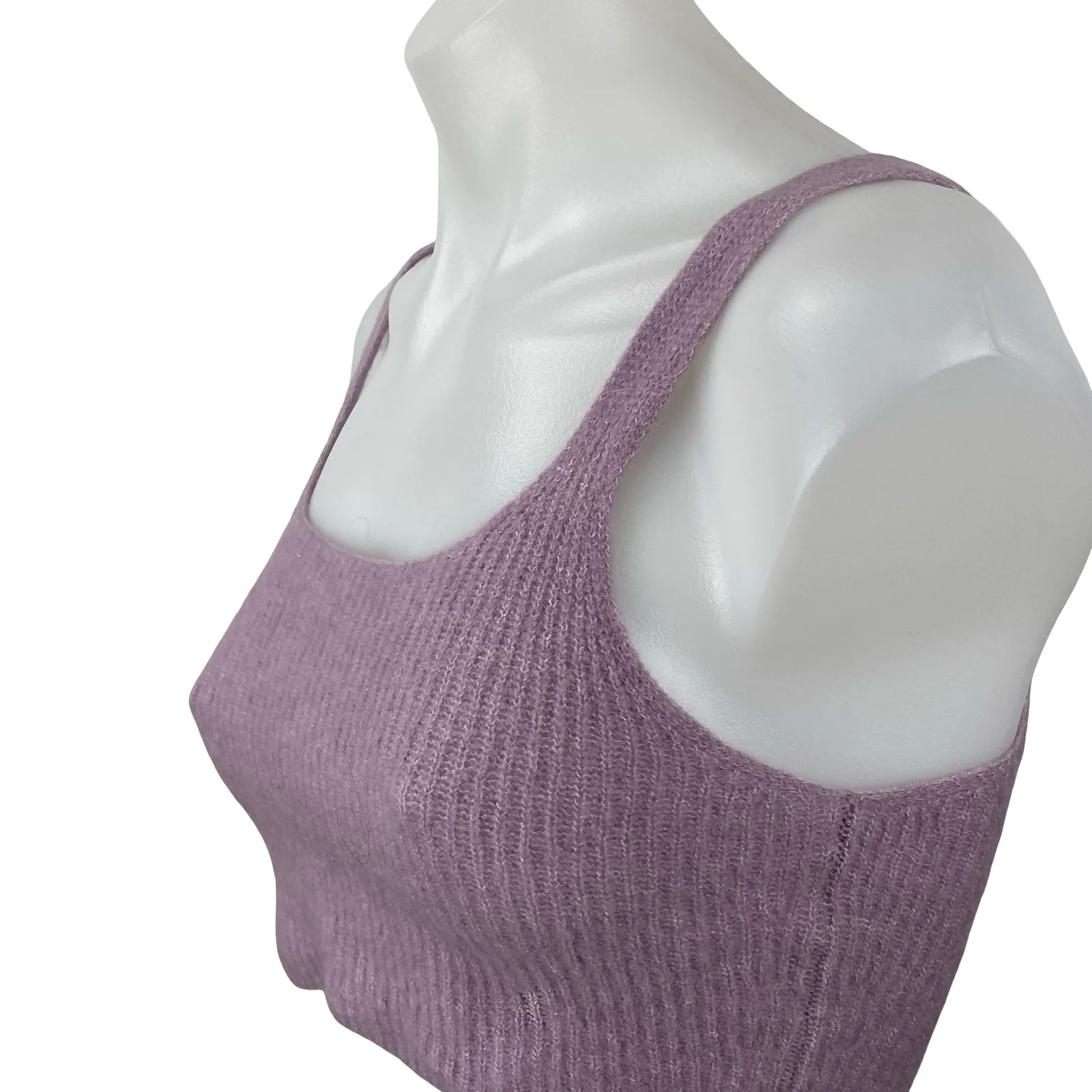 Everlane Purple Wool Ribbed Yoga Athletic Activewear Sports Bra Crop Tank Top S - Image 2