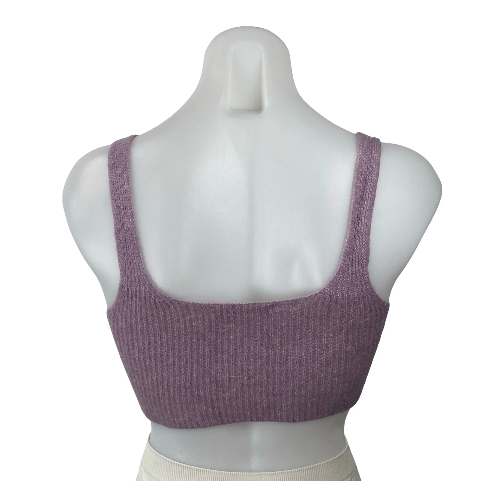 Everlane Purple Wool Ribbed Yoga Athletic Activewear Sports Bra Crop Tank Top S - Image 4