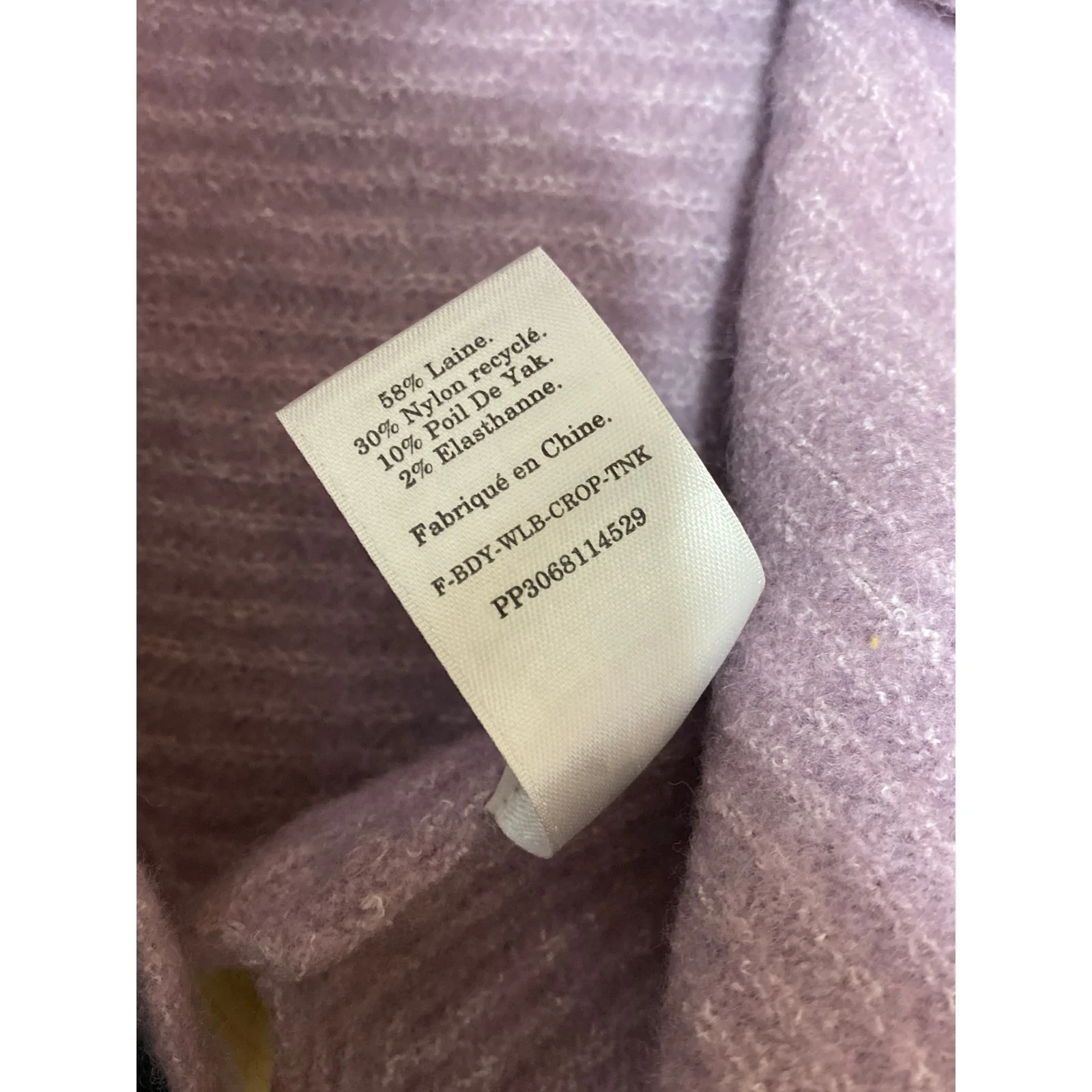 Everlane Purple Wool Ribbed Yoga Athletic Activewear Sports Bra Crop Tank Top S - Image 6