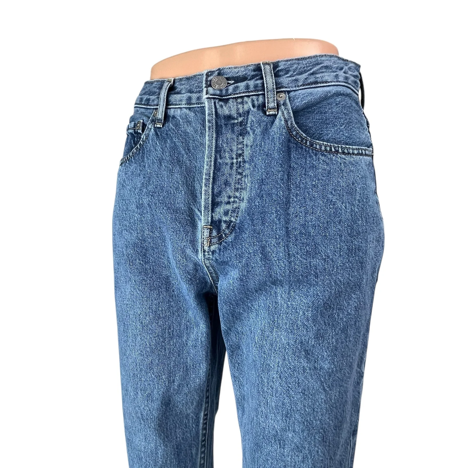 Everlane The 90's Cheeky Blue High Waisted Straight Leg Denim Jeans Pants Sz 26 - Image 3