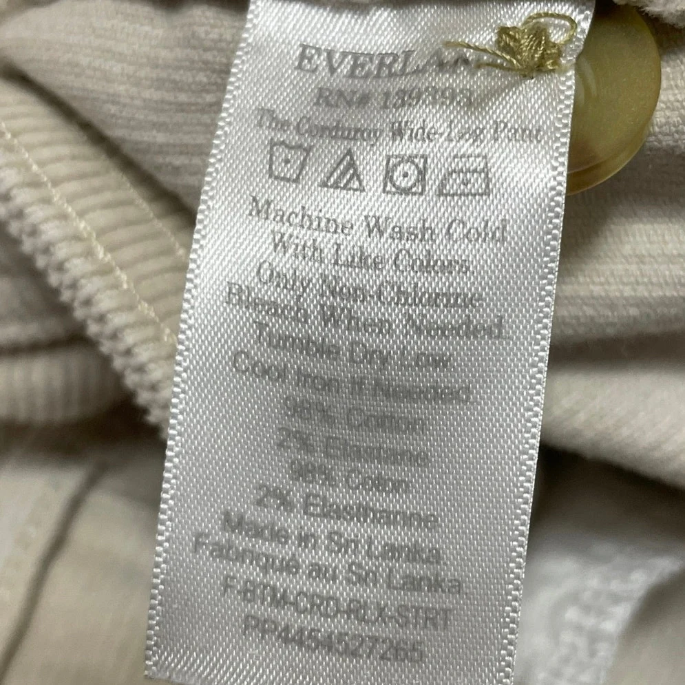 Everlane The Corduroy Women's Cream High Waisted Baggy Wide Leg Pants Size 2 - Image 5